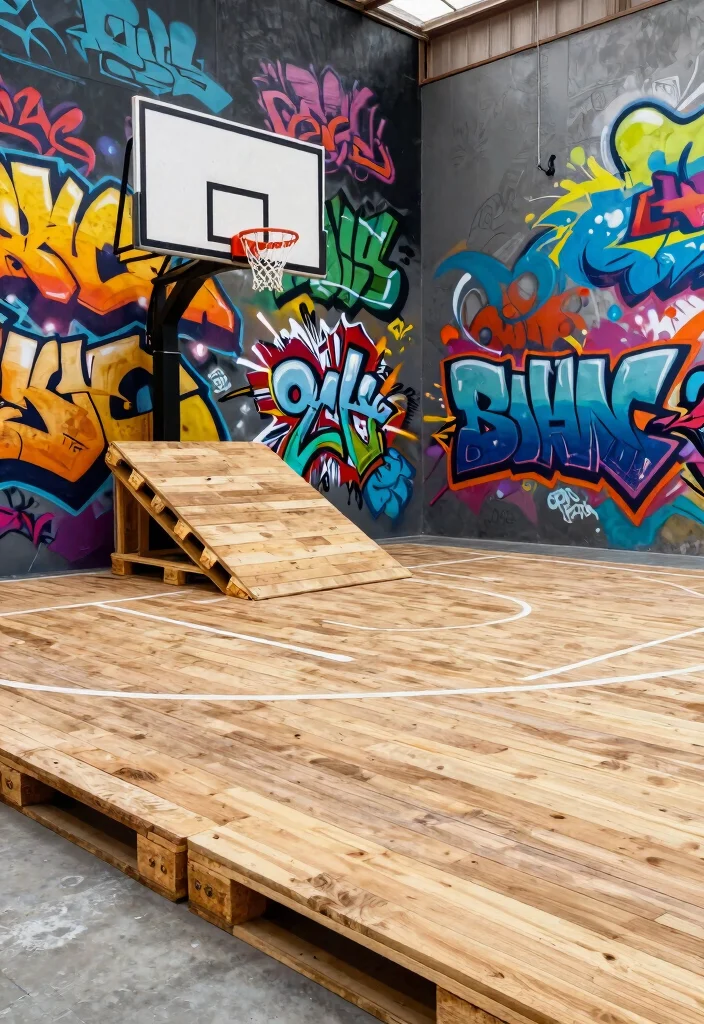 10 Basketball Court Backyard Ideas That Fit Tight Spaces on a Budget - 7. Street-Style Mini Court 1