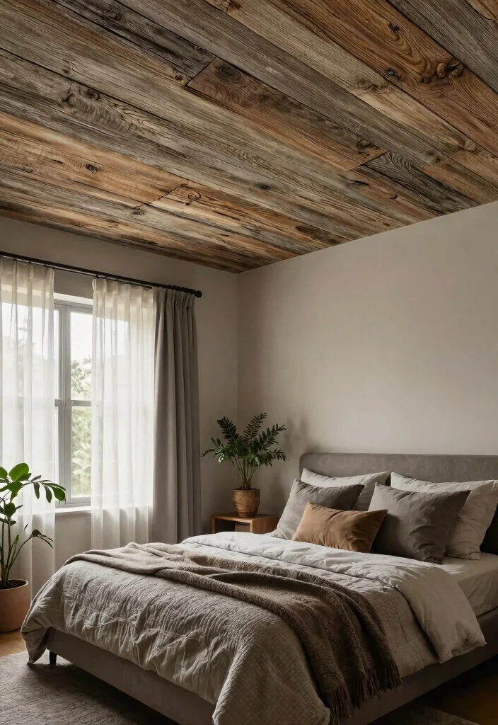 12 Ceiling Wallpaper Ideas for Bedrooms That Don't Feel Overwhelming - 3. Nature-Inspired Textures 1