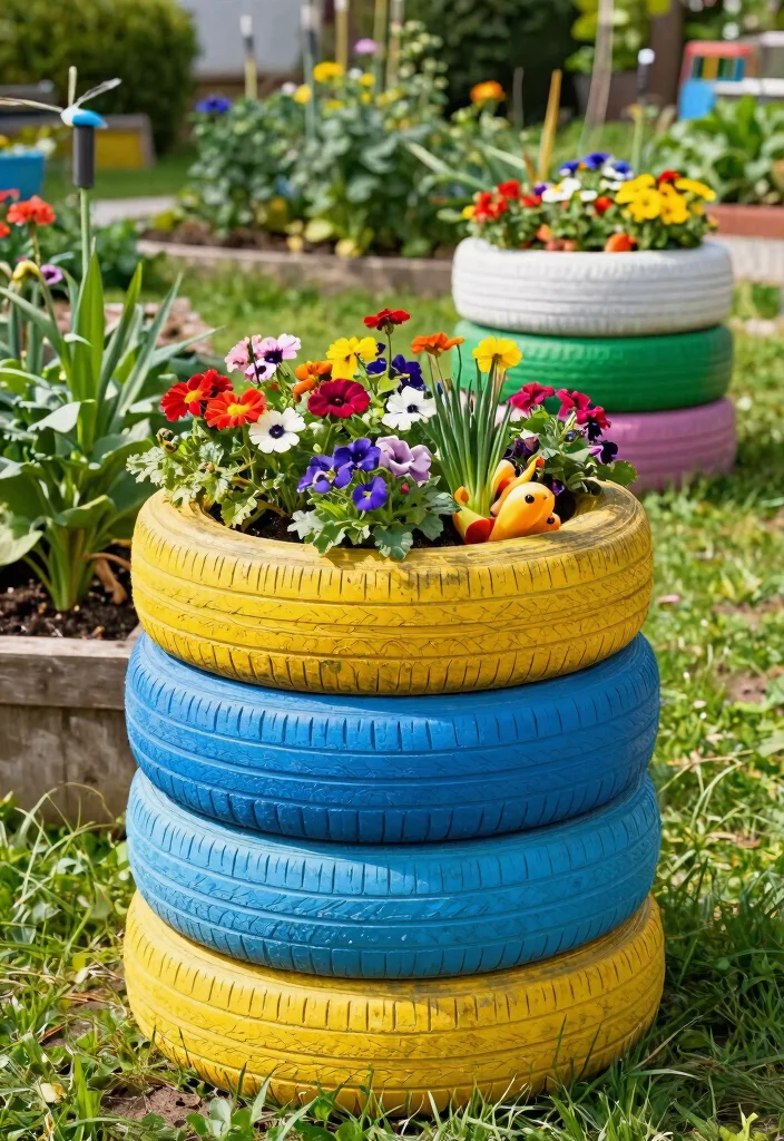 12 Cheap Raised Garden Beds That Don't Fall Apart by Fall - 7. Tire Planters 1