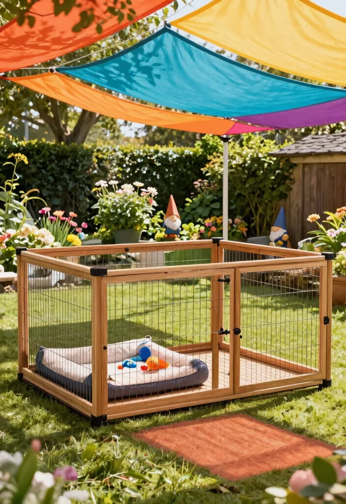 12 Dog Cage Outdoor Ideas That Provide Shade and Stay Secure - 6. DIY Dog Cage with Shade Sail 1
