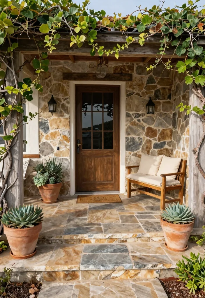 12 Front Porch Tile Ideas That Handle Weather and Foot Traffic - 2. Natural Stone for a Rustic Charm 1