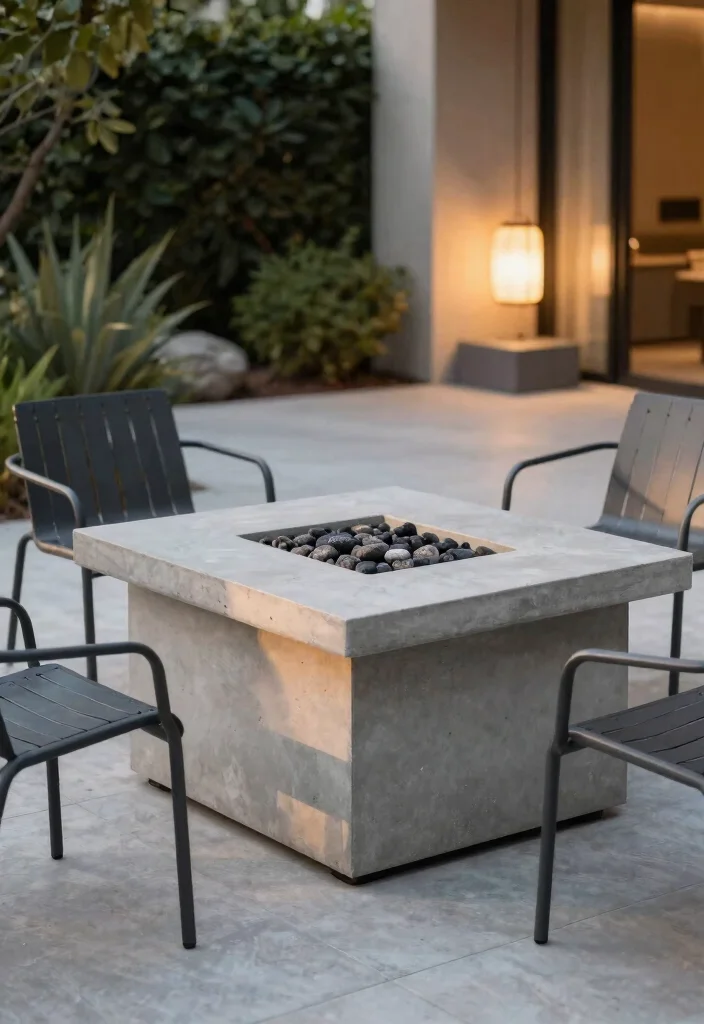 12 Gas Fire Pit Table Ideas That Don't Need a Propane Tank Swap Weekly - 2. Minimalist Concrete 1