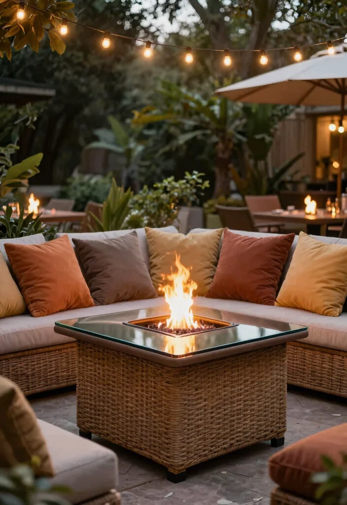 12 Gas Fire Pit Table Ideas That Don't Need a Propane Tank Swap Weekly - 3. Woven Rattan Charm 1