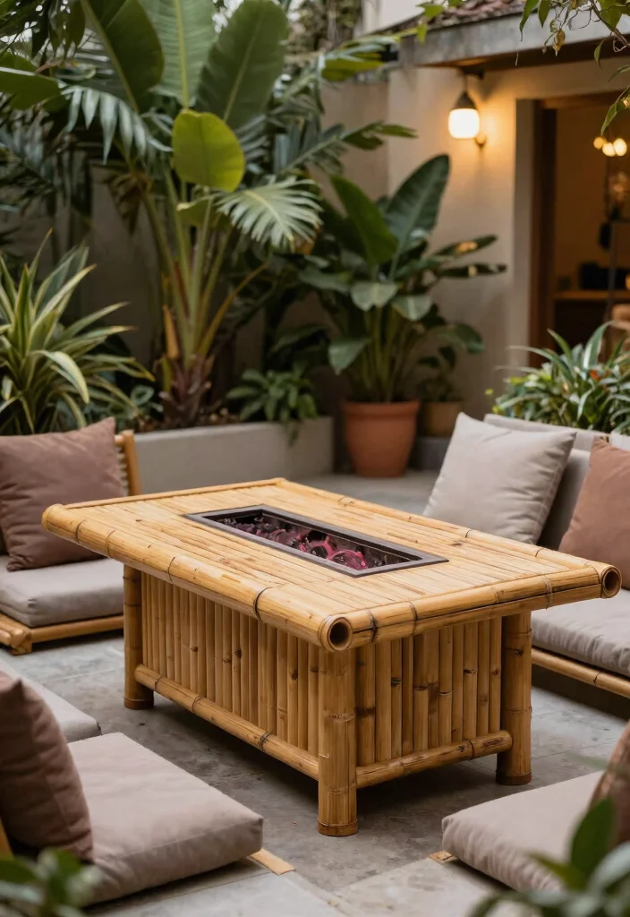 12 Gas Fire Pit Table Ideas That Don't Need a Propane Tank Swap Weekly - 4. Eco-Friendly Bamboo 1