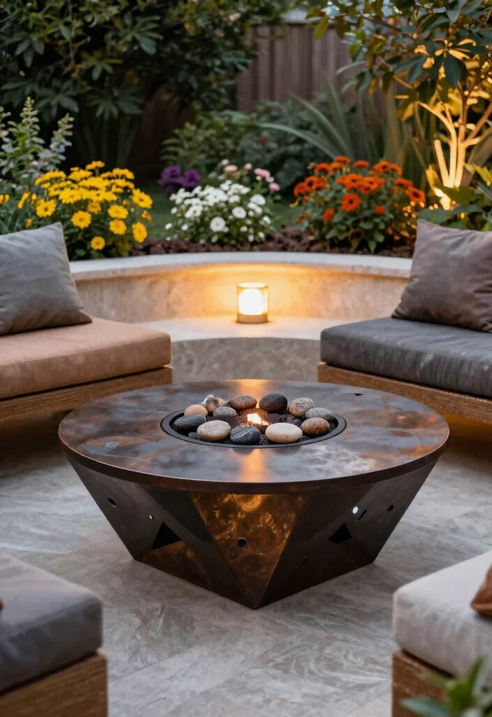 12 Gas Fire Pit Table Ideas That Don't Need a Propane Tank Swap Weekly - 7. Artistic Metal Designs 1