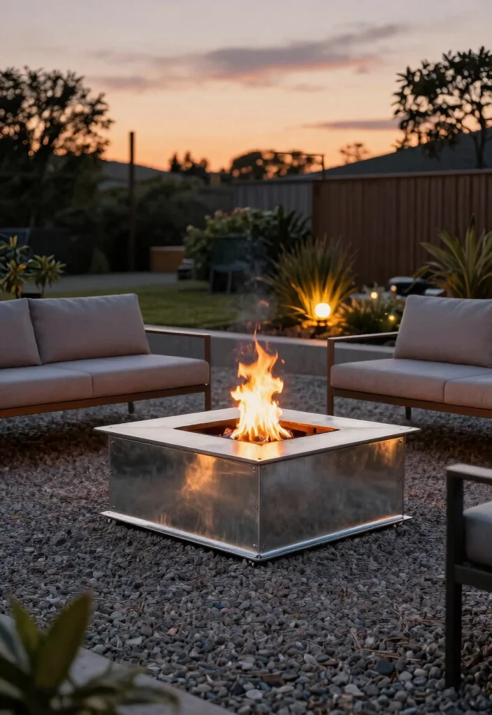 12 Home Fire Pit Ideas That Are Safe for Small Backyards - 6. Galvanized Steel Fire Pit 1