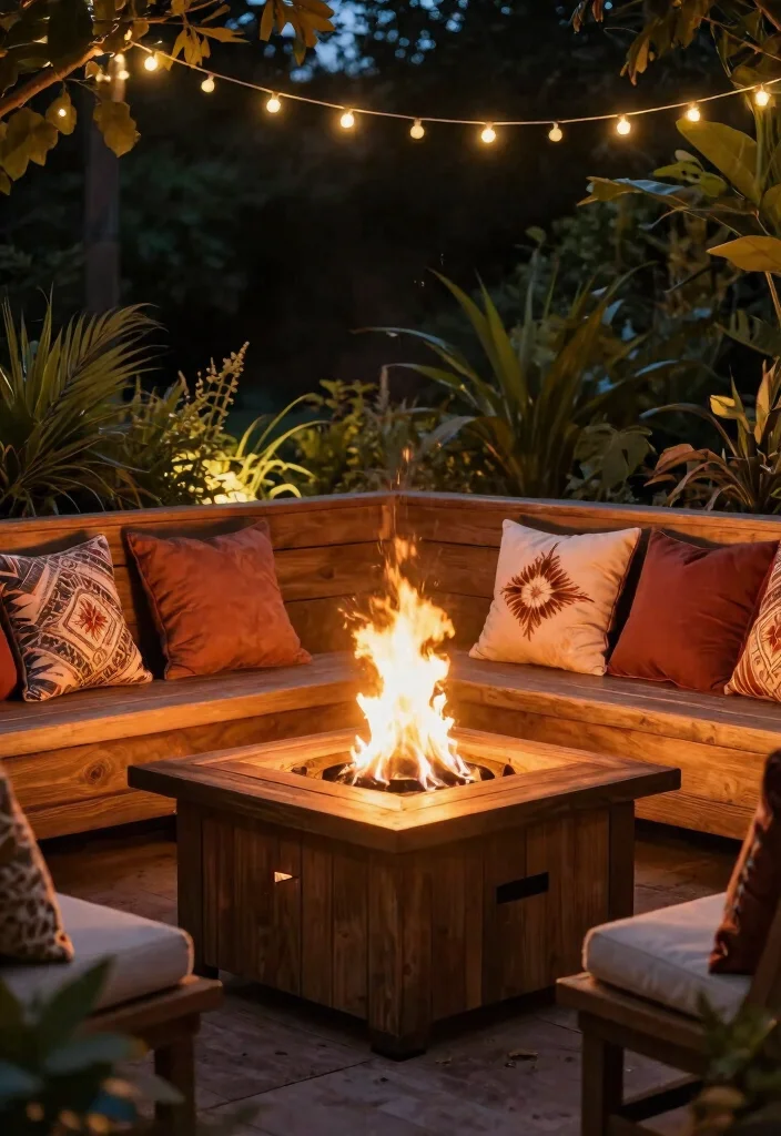 12 Home Fire Pit Ideas That Are Safe for Small Backyards - 7. Fire Pit Bench 1
