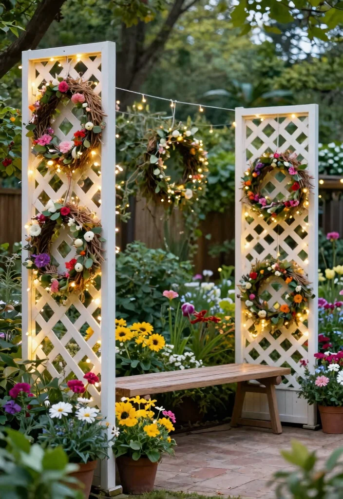 12 Lattice Fence Panels Ideas That Provide Privacy Without Full Shade - 11. Seasonal Décor on Lattice Panels 1