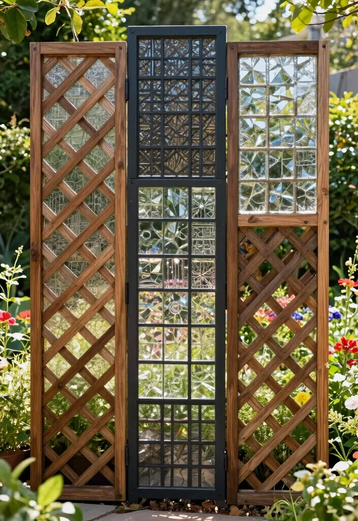 12 Lattice Fence Panels Ideas That Provide Privacy Without Full Shade - 12. Combining Materials for Unique Lattice Designs 1