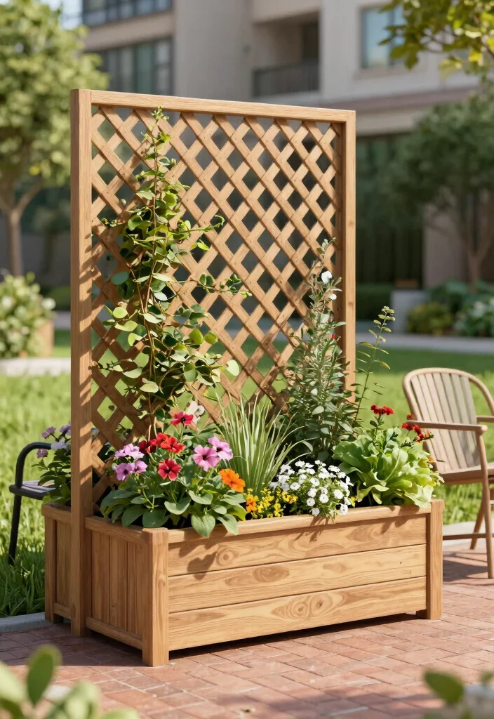 12 Lattice Fence Panels Ideas That Provide Privacy Without Full Shade - 2. Lattice Panels with Planter Boxes 1