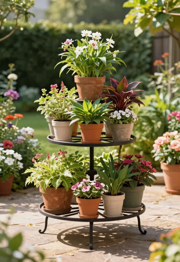 12 Outdoor Metal Plant Stands That Won't Rust or Tip Over - 10. The Decorative Round Stand 1