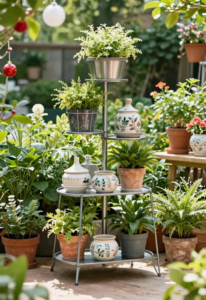 12 Outdoor Metal Plant Stands That Won't Rust or Tip Over - 12. The Multi-Purpose Planter Stand 1