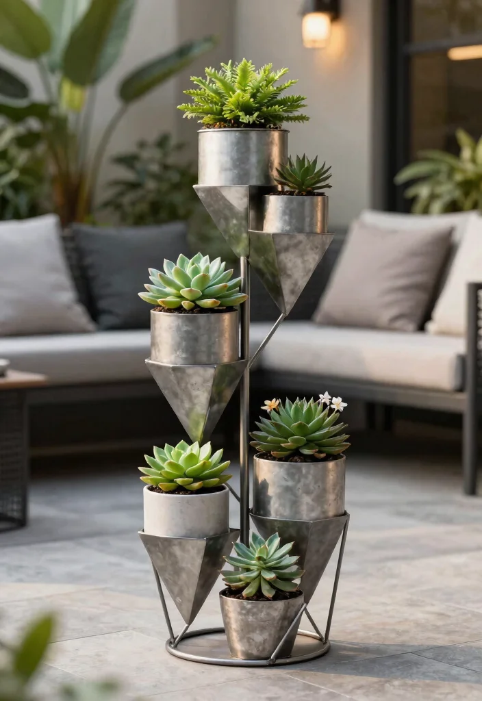 12 Outdoor Metal Plant Stands That Won't Rust or Tip Over - 5. The Geometric Stand 1