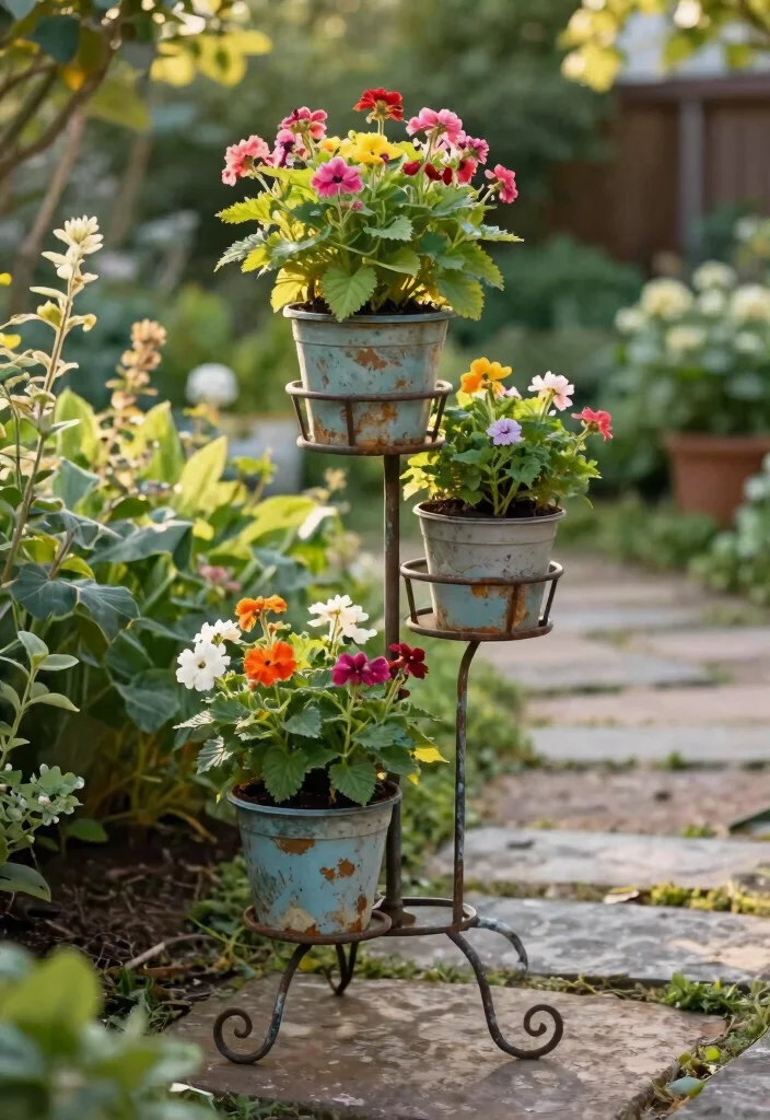 12 Outdoor Metal Plant Stands That Won't Rust or Tip Over - 7. The Vintage-inspired Stand 1