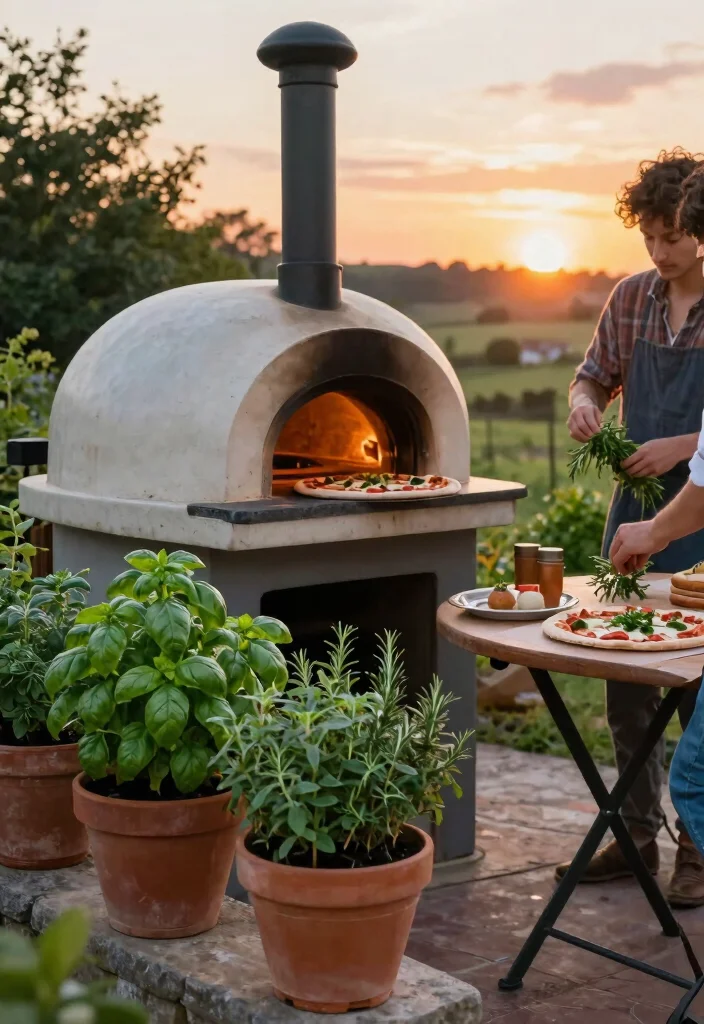12 Outdoor Pizza Oven Ideas That Don't Require a Built-In Setup - 10. Pizza Oven with Herb Garden 1