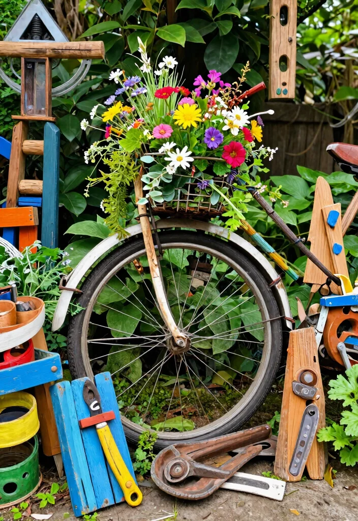 12 Outdoor Wall Art Ideas That Won't Fade or Rust in Direct Sun - 12. Upcycled Object Art 1