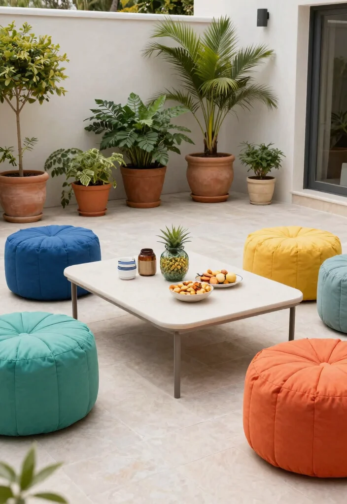 12 Patio Dining Table Ideas That Seat Six in a Small Space - 6. Multi-functional Outdoor Coffee Table 1