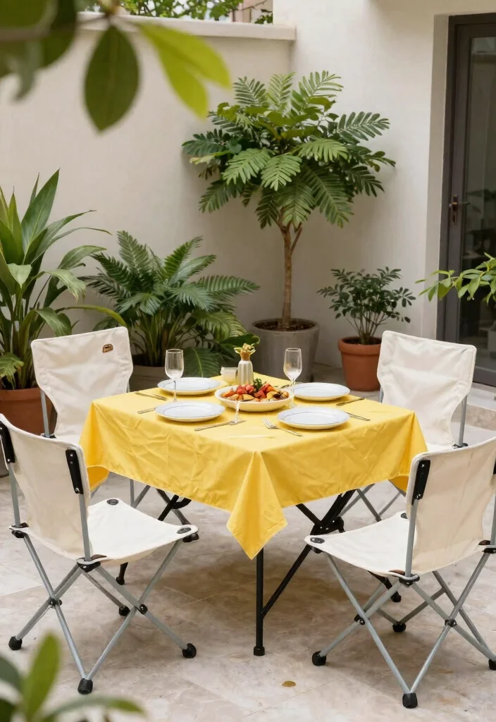 12 Patio Dining Table Ideas That Seat Six in a Small Space - 9. Portable Camping Table Set 1