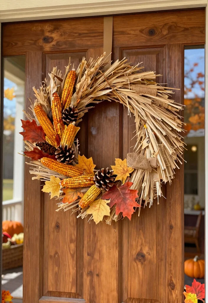 12 Thanksgiving Porch Decorations That Survive Wind - 2. Sturdy Wreaths 1