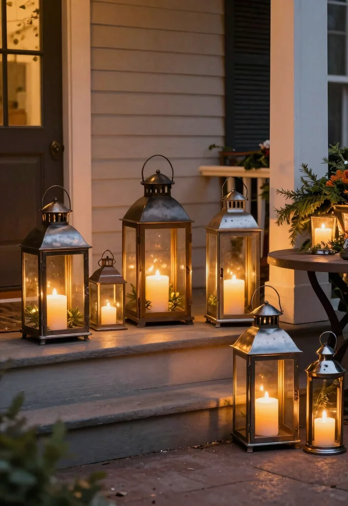 12 Thanksgiving Porch Decorations That Survive Wind - 4. Metal Lanterns 1