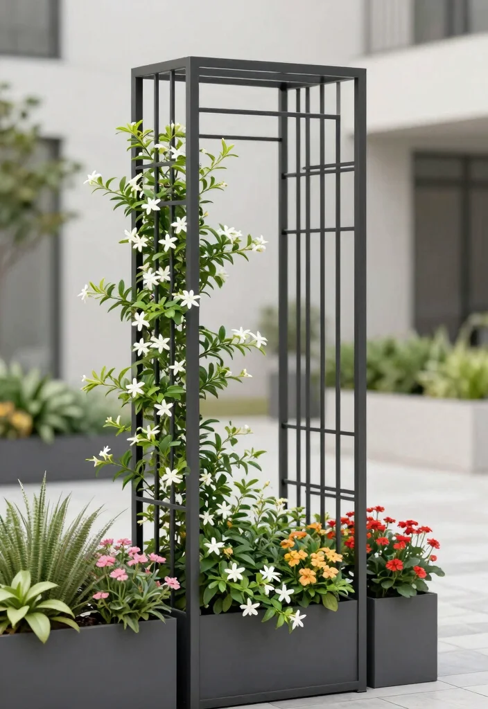 12 Trellis Ideas for Privacy Climbing Vines That Block Neighbors - 2. Modern Metal Trellis 1