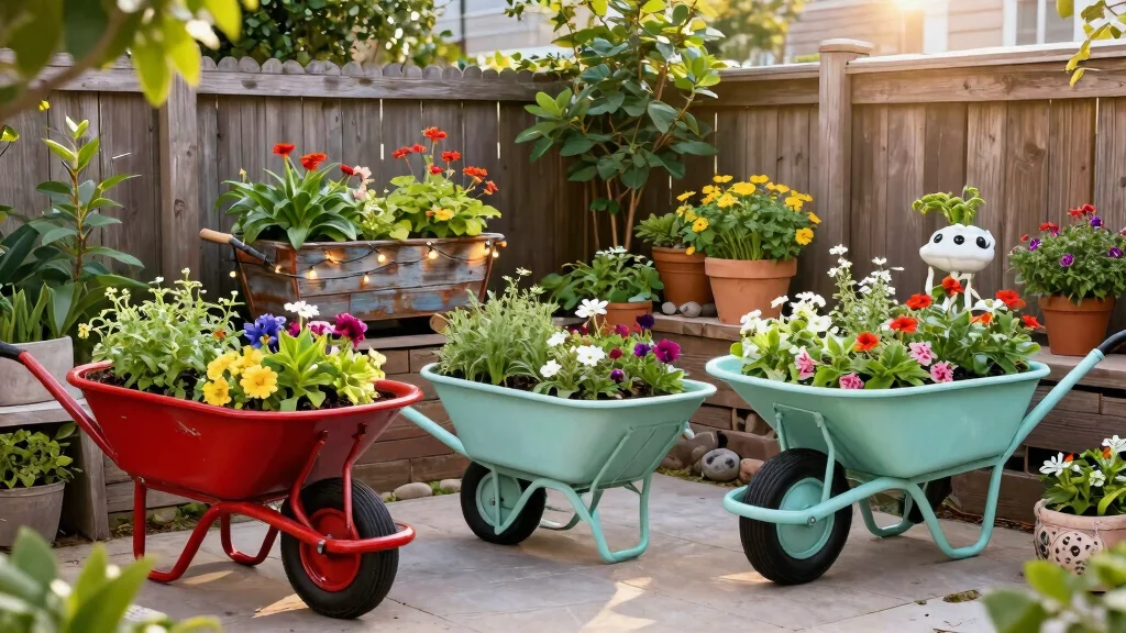 12 Wheelbarrow Planter Ideas That Drain Well and Don't Rust Out