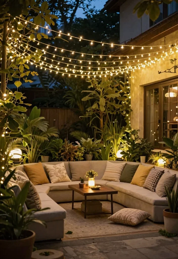 14 Boho Patio Decor Ideas on a Budget That Actually Look High-End - 6. Outdoor Fairy Lights for Magical Evenings 1