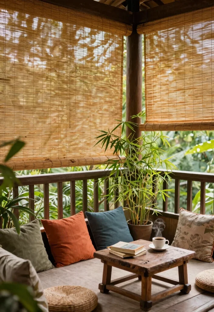14 Curtains for Balcony Ideas That Block Sun Without Drilling - 1. Bamboo Roll-Up Shades 1