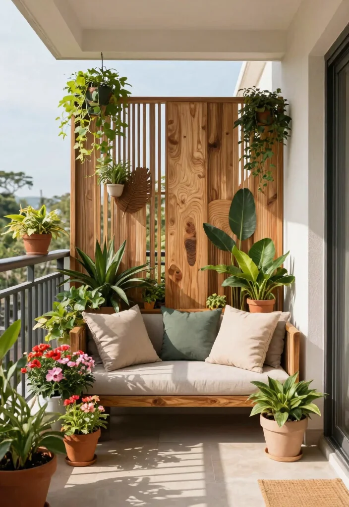 14 Curtains for Balcony Ideas That Block Sun Without Drilling - 13. Partition Screens as Curtains 1