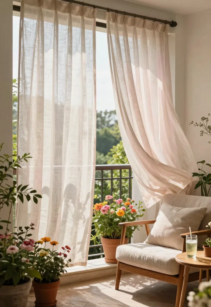 14 Curtains for Balcony Ideas That Block Sun Without Drilling - 2. Lightweight Linen Curtains 1