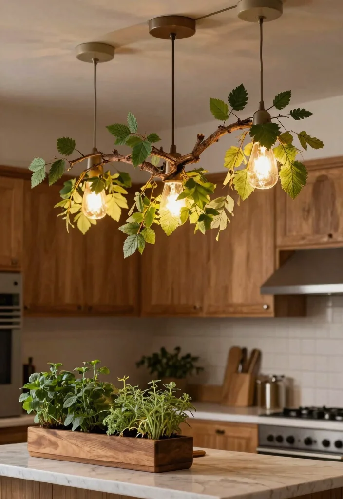 14 Farmhouse Pendant Lighting Ideas That Brighten Dark Kitchens - 11. Nature-Inspired Fixtures 1