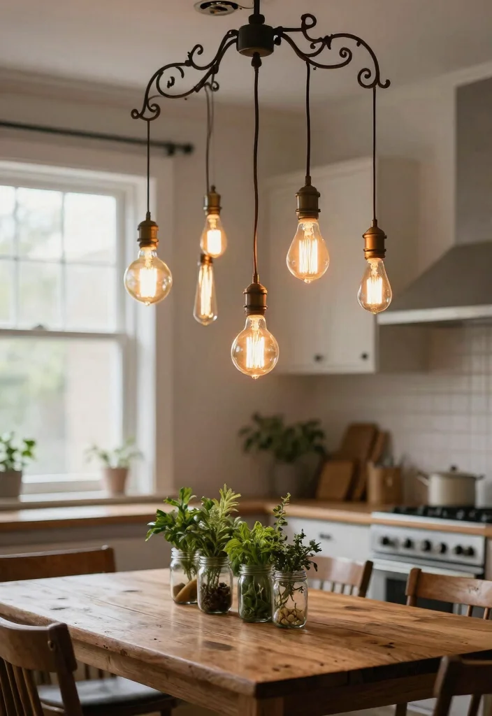 14 Farmhouse Pendant Lighting Ideas That Brighten Dark Kitchens - 3. Vintage Edison Bulbs 1