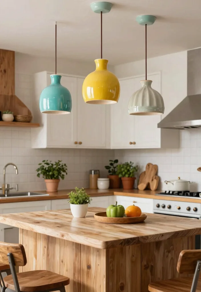14 Farmhouse Pendant Lighting Ideas That Brighten Dark Kitchens - 6. Ceramic Pendant Lights 1