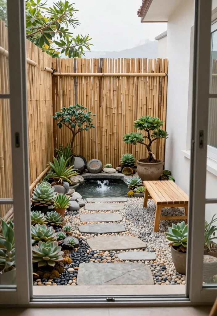 14 French Doors Patio Ideas That Let in Light Without Losing Privacy - 10. Zen Garden Elements 1