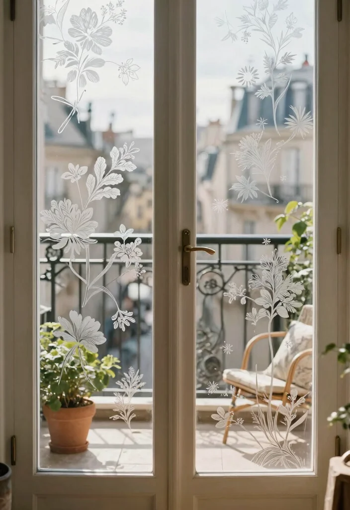14 French Doors Patio Ideas That Let in Light Without Losing Privacy - 4. Artistic Window Films 1