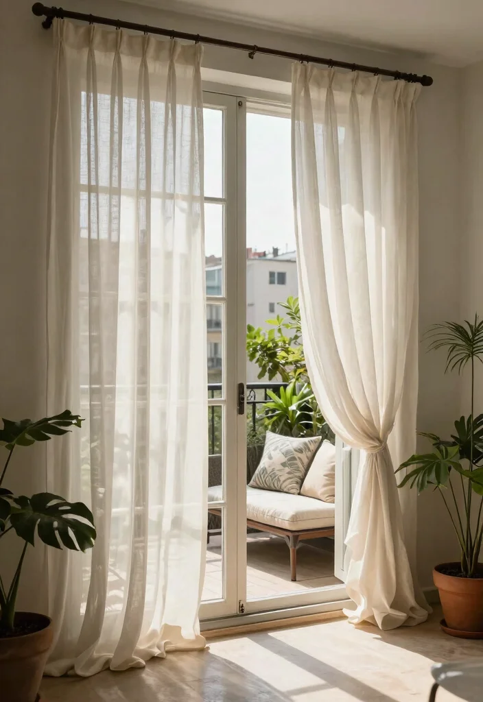 14 French Doors Patio Ideas That Let in Light Without Losing Privacy - 5. Privacy Curtains 1
