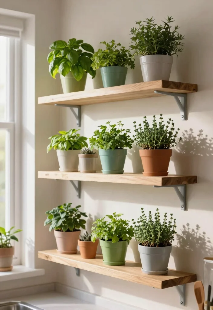 14 Herb Planter Ideas for Small Spaces and Tight Windowsills - 10. Creative Shelf Gardens 1