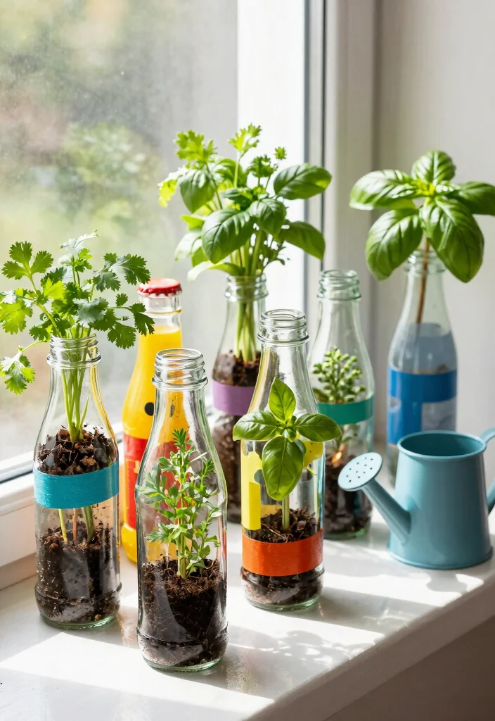 14 Herb Planter Ideas for Small Spaces and Tight Windowsills - 11. Upcycled Soda Bottles 1