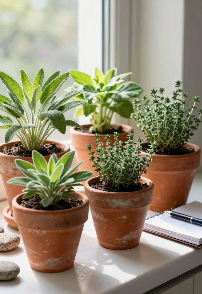 14 Herb Planter Ideas for Small Spaces and Tight Windowsills - 12. Clay Pot Herb Garden 1