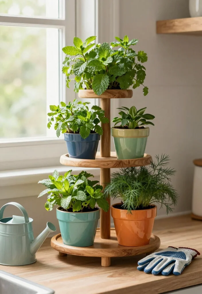 14 Herb Planter Ideas for Small Spaces and Tight Windowsills - 2. Tiered Plant Stands 1