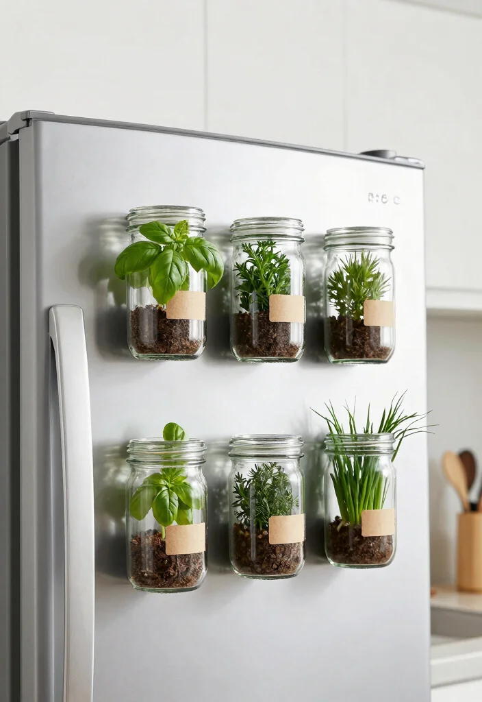 14 Herb Planter Ideas for Small Spaces and Tight Windowsills - 4. Magnetic Spice Jars 1