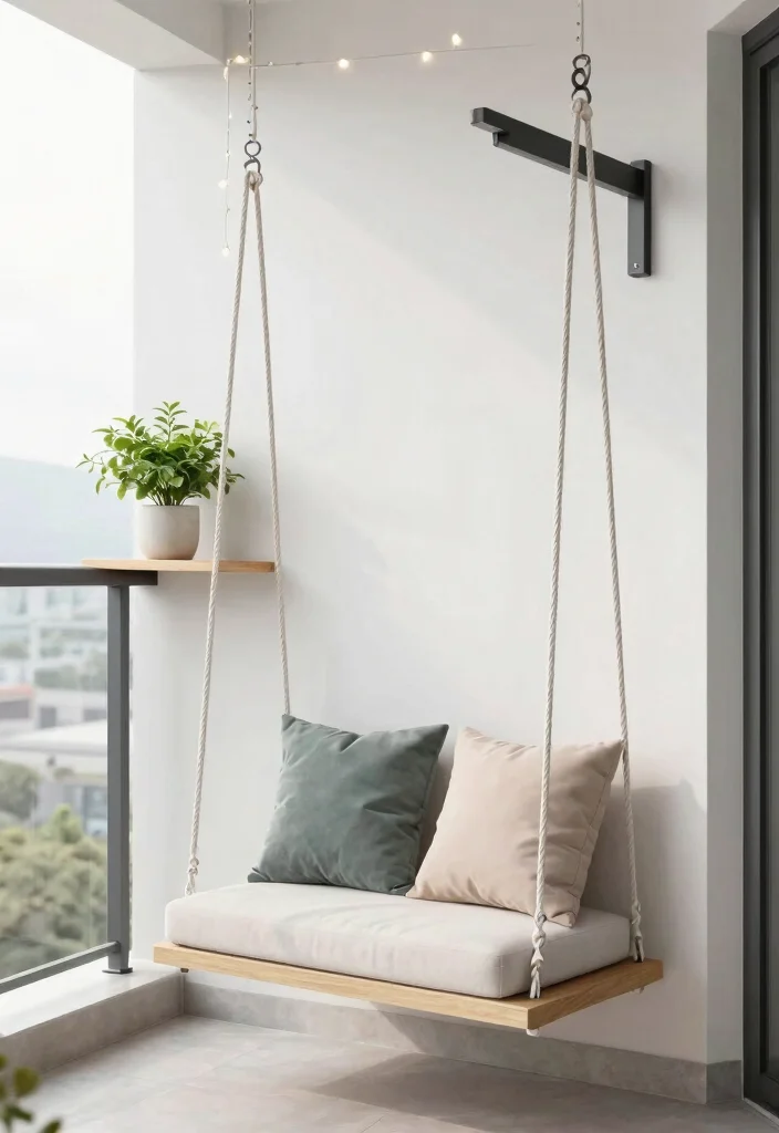14 Jhula in Balcony Ideas That Fit Tight Spaces and Weight Limits - 5. Wall-Mounted Swing 1