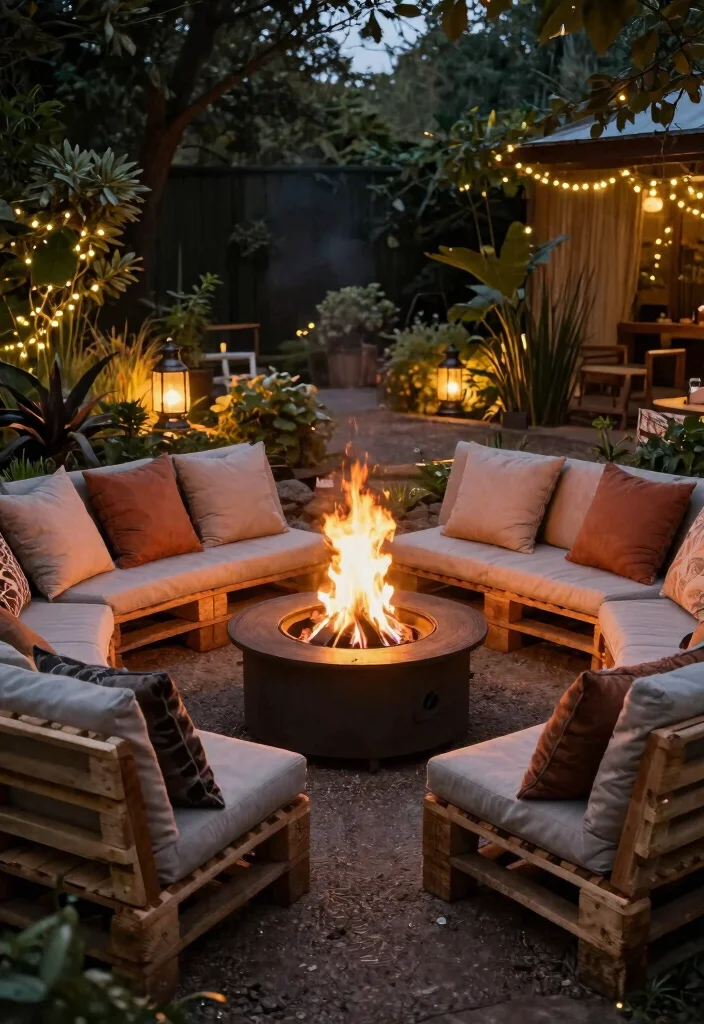 14 Pallet Patio Furniture Ideas That Actually Hold Up Outdoors - 11. Pallet Fire Pit Seating 1