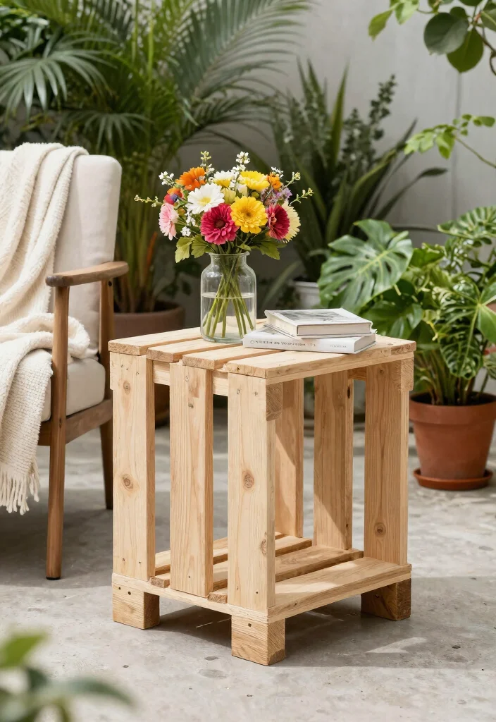 14 Pallet Patio Furniture Ideas That Actually Hold Up Outdoors - 12. Stylish Pallet Side Table 1