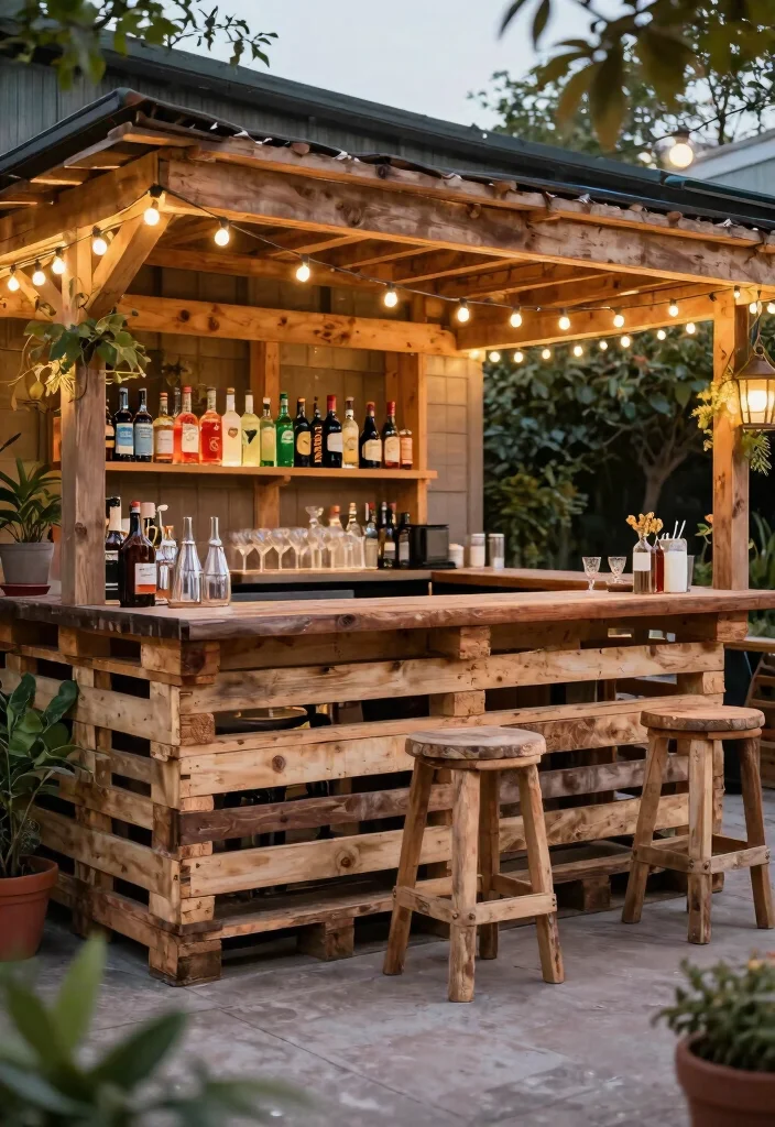 14 Pallet Patio Furniture Ideas That Actually Hold Up Outdoors - 5. Pallet Bar 1