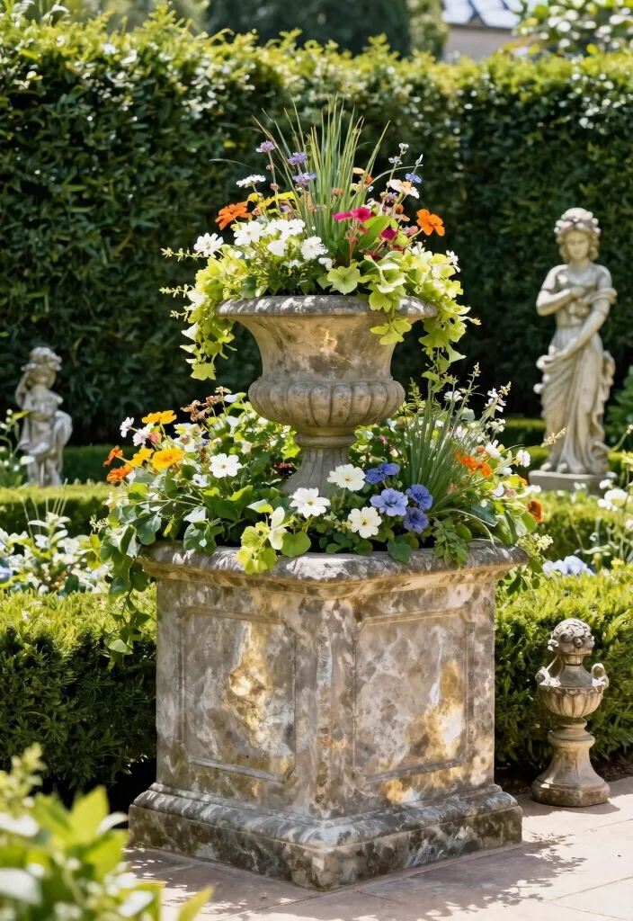 14 Tall Planter Box Ideas That Hide Bare Foundations and Utility Boxes - 10. Elegant Stone Planters 1