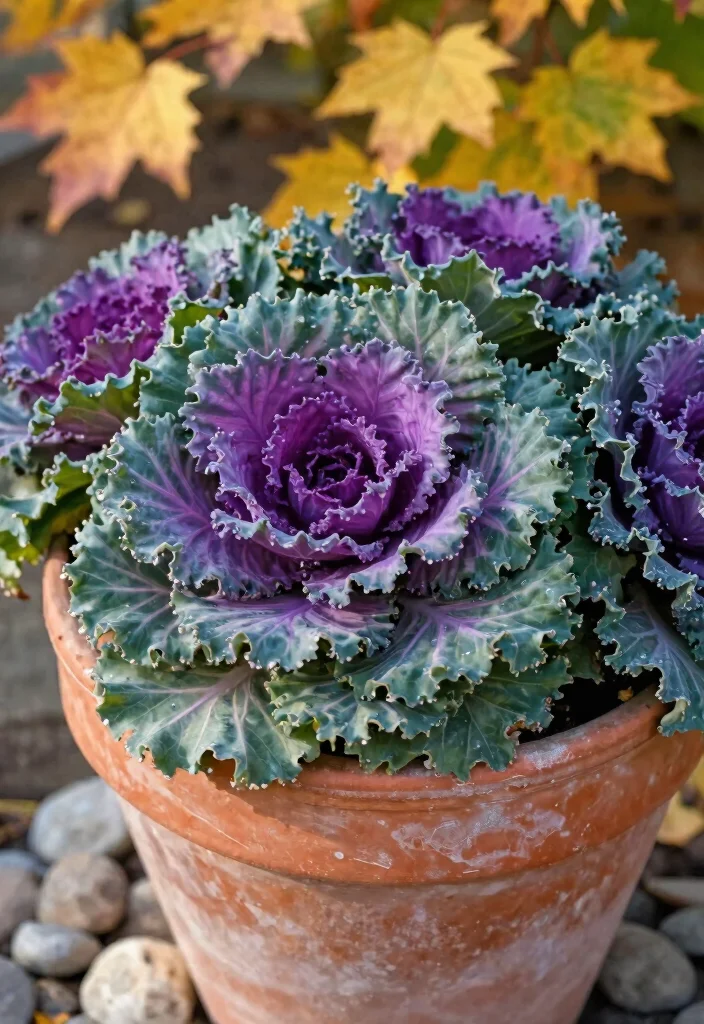 15 Fall Planter Ideas That Last Through Frost Without Replanting - 1. Ornamental Cabbage and Kale 1