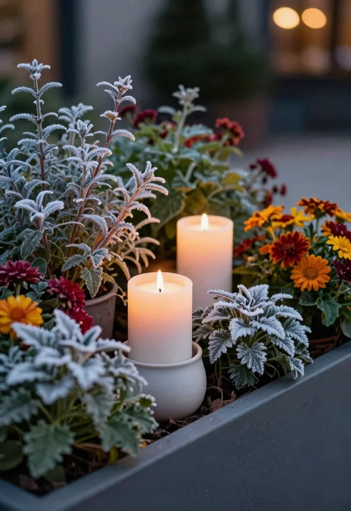 15 Fall Planter Ideas That Last Through Frost Without Replanting - 15. Seasonal Candle Arrangements 1