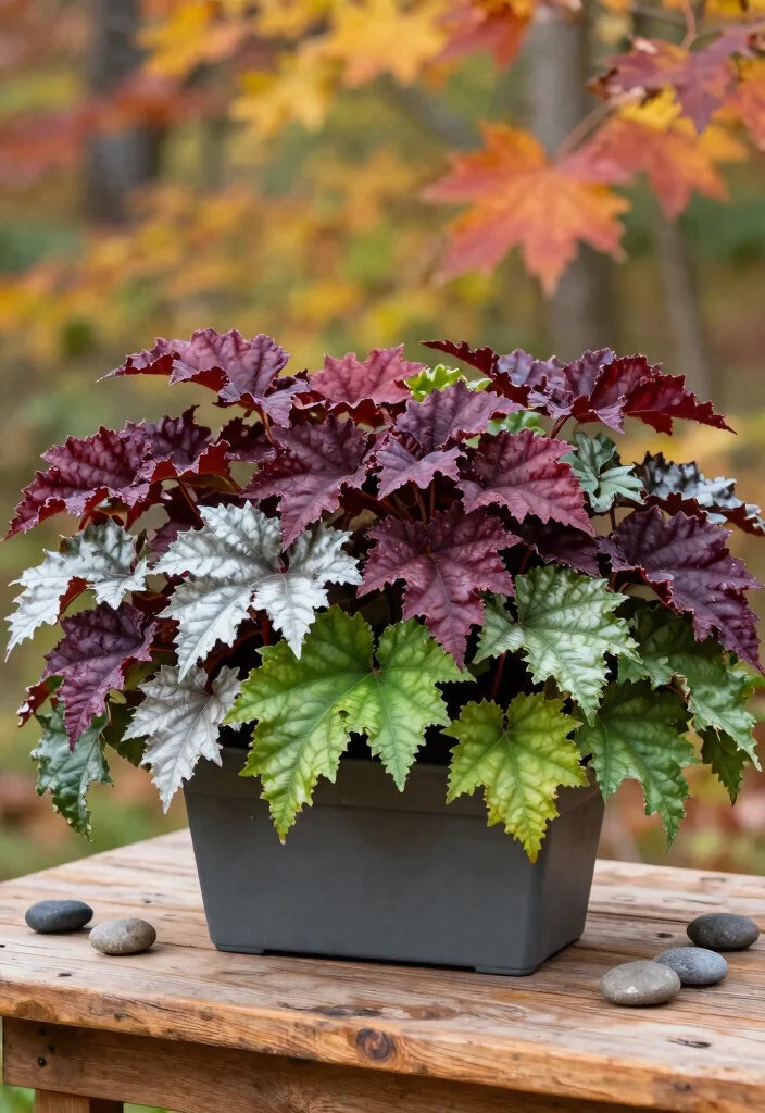 15 Fall Planter Ideas That Last Through Frost Without Replanting - 7. Heuchera (Coral Bells) 1