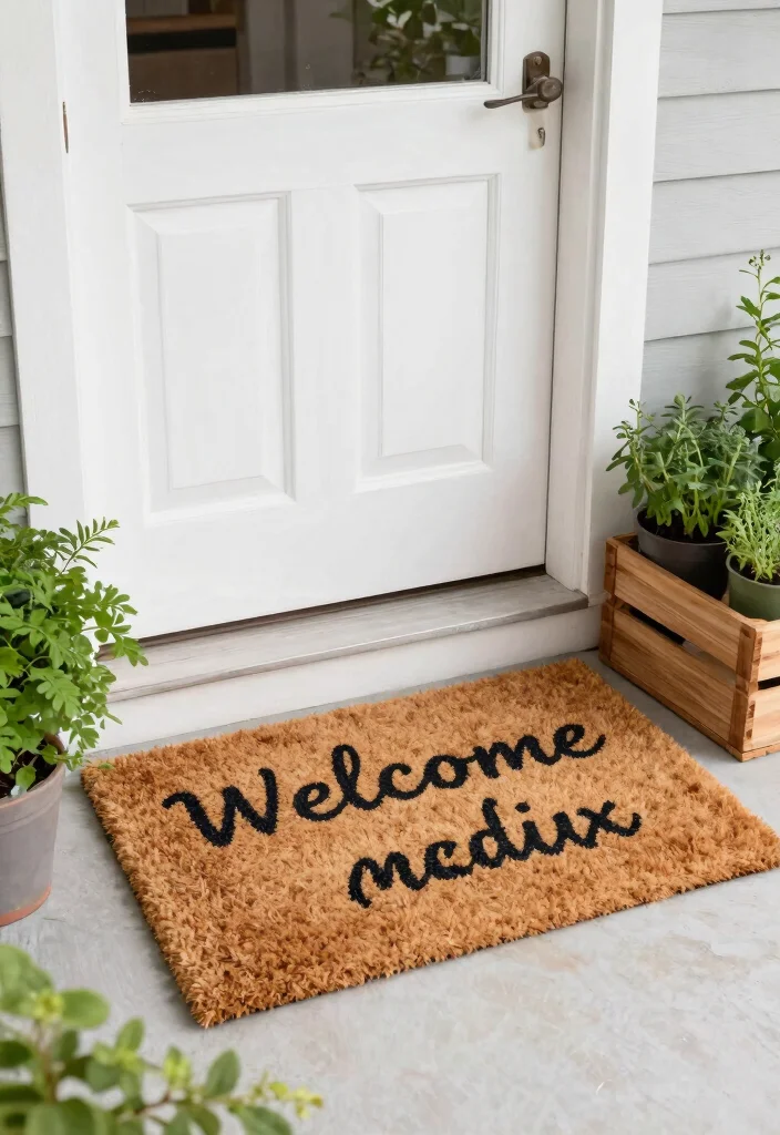 15 Farmhouse Front Door Ideas That Boost Curb Appeal on a Budget - 2. Rustic Welcome Mats 1